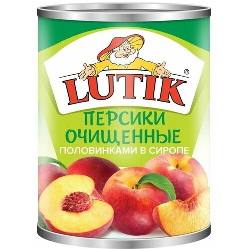 Персики очищенные 2 шт по 850 мл, половинки в сиропе LUTIK