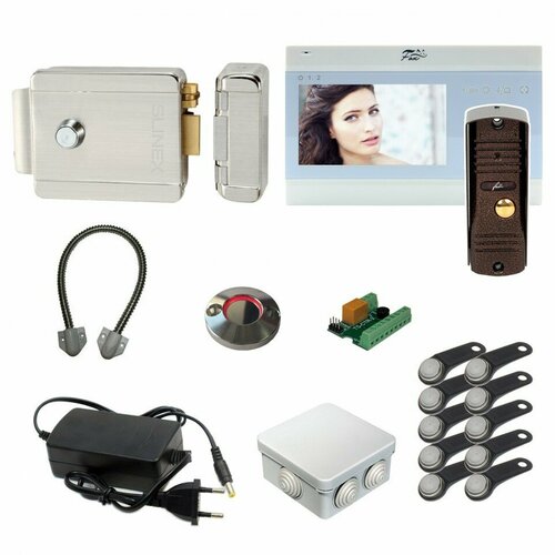 Комплект видеодомофона Fox 4.3" для дома с замком и ключами TM / на калитку v3 EL (белый)