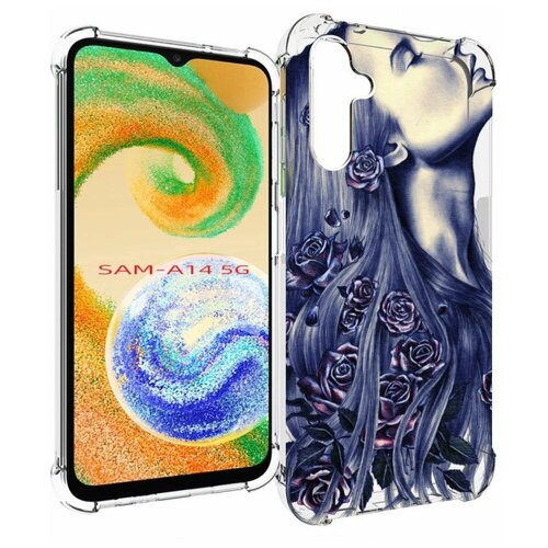 Чехол MyPads Девушка с розами женский для Samsung Galaxy A14 4G/ 5G задняя-панель-накладка-бампер