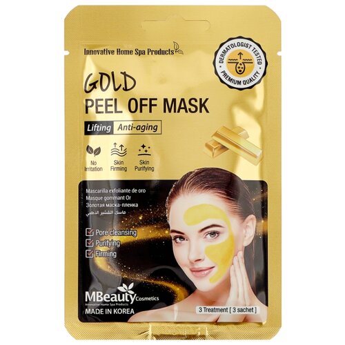 фото Маска-пленка mbeauty gold peel off (3 шт), 21 г