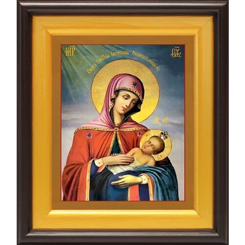 Икона Божией Матери Успокоительница, в широком киоте 21,5*25 см донская икона божией матери в широком киоте 21 5 25 см