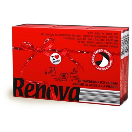 Платочки RENOVA Red Label Strawberry Red, 6 пачек по 10 листов