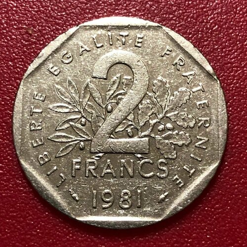 Монета Франция 2 Франка 1981 год #2-8/3 монета франция 2 франка 1981 год 2 8