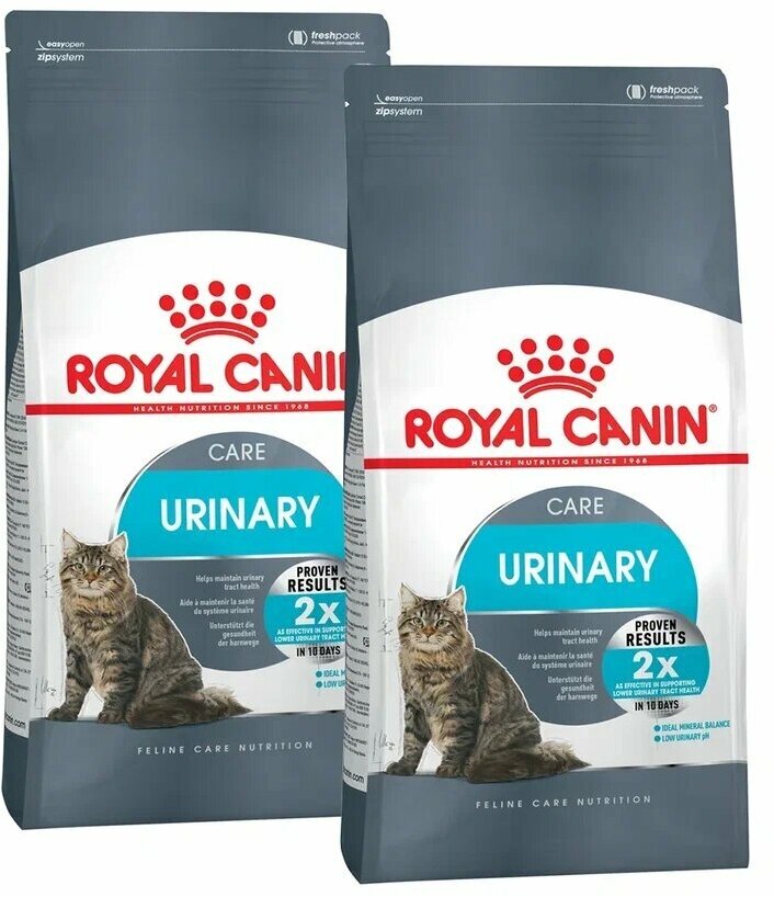 ROYAL CANIN URINARY CARE для взрослых кошек при мочекаменной болезни (4 + 4 кг)