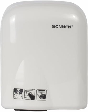Сушилка для рук SONNEN HD-165, комплект 5 шт., 1650 Вт, пластиковый корпус, белая, 604191 - фотография № 1