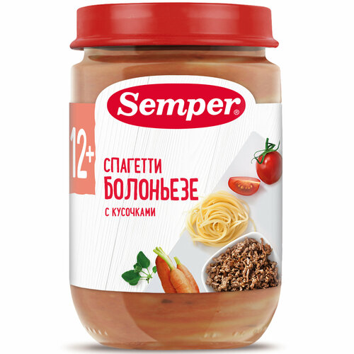 Пюре Semper Спагетти болоньезе, с 12 месяцев, 190 г