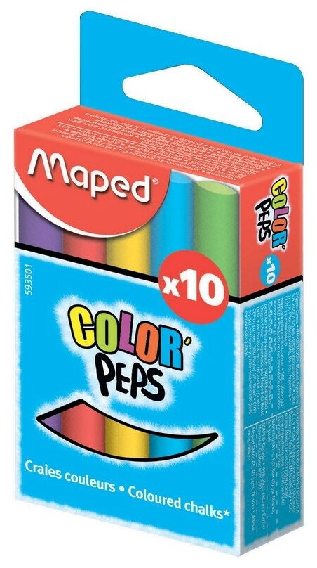 Maped Мелки цветные круглые Color'Peps специальная формула без грязи 10 шт