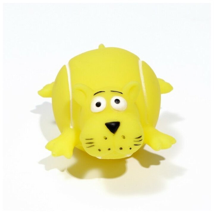 Пижон Игрушка пищащая "Собакомяч" для собак, 10 см, жёлтая - фотография № 6