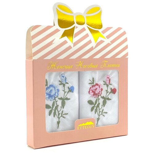 фото Подарочный набор носовых платков с вышивкой "роза синяя и красная" , 2 шт. etteggy