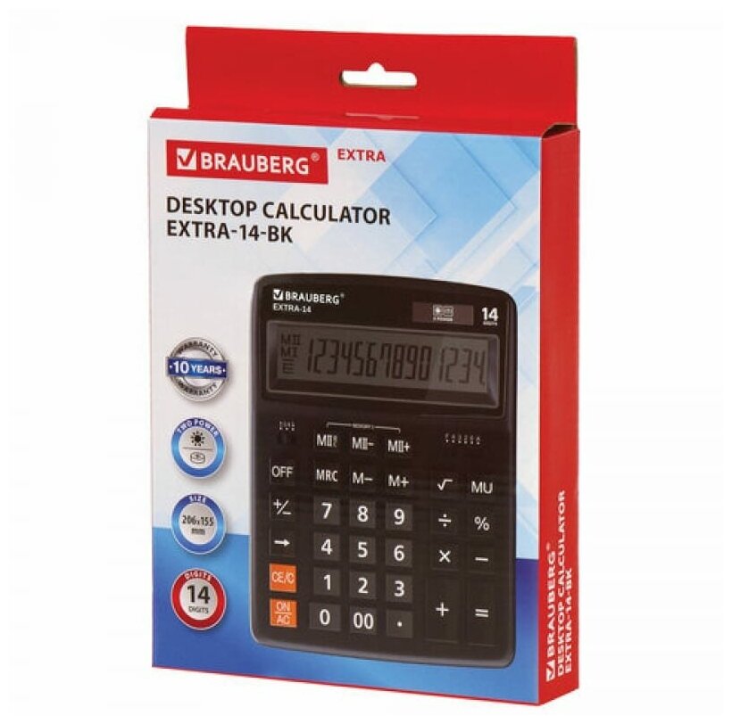 Калькулятор бухгалтерский BRAUBERG Extra-14