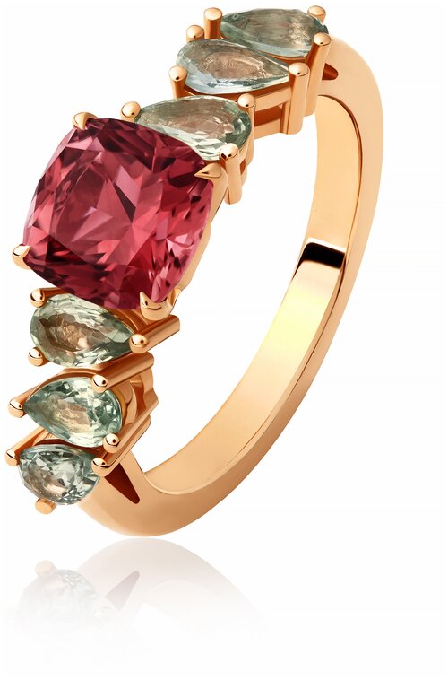Кольцо e&e Jewellery, красное золото, 750 проба, турмалин, размер 17