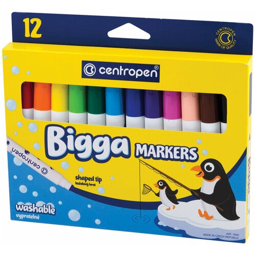 Фломастеры утолщенные 12 цветов CENTROPEN Bigga Markers