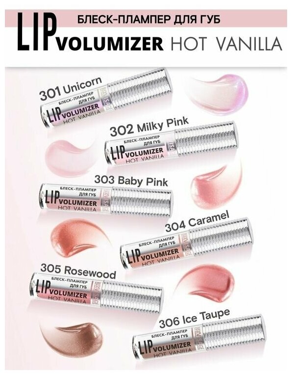 LUXVISAGE Блеск для губ Lip Volumizer Hot Vanilla, 306 ice taupe - фотография № 13