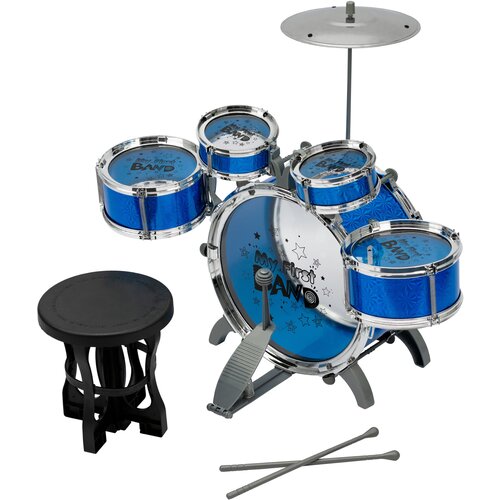 Детская барабанная установка BrightKid (4008E) синяя со стульчиком