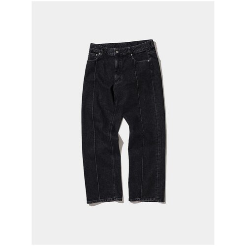 фото Джинсы uniform bridge pin tuck wide denim pants, выстиранный черный, l