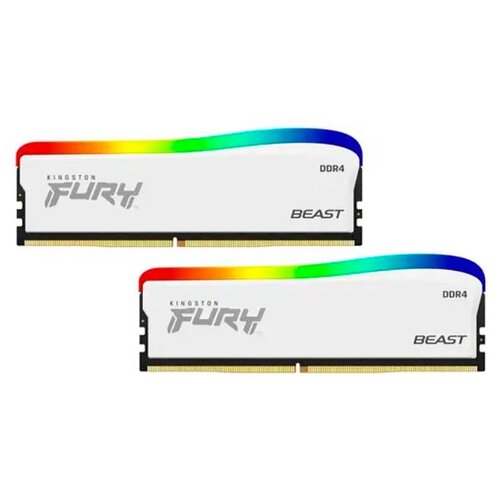 Модуль памяти DDR 4 DIMM 16Gb PC28800, 3600Mhz, Kingston FURY Beast White RGB SE CL17 (Kit of 2) (KF436C17BWAK2/16) (retail) оперативная память kingston fury beast rgb 16 гб 8 гб x 2 шт ddr4 3200 мгц dimm cl16 kf432c16bbak2 16