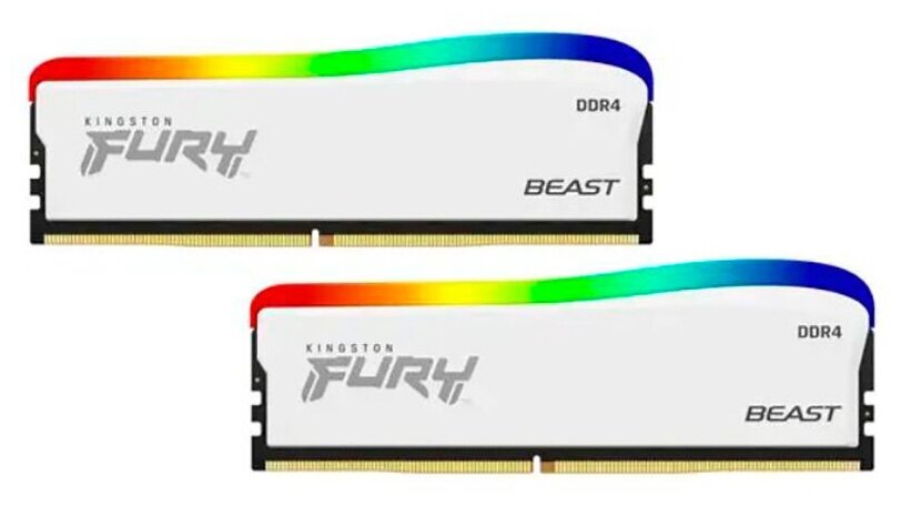 Модуль памяти DDR 4 DIMM 16Gb PC28800, 3600Mhz, Kingston FURY Beast White RGB SE CL17 (Kit of 2) (KF436C17BWAK2/16) (retail)