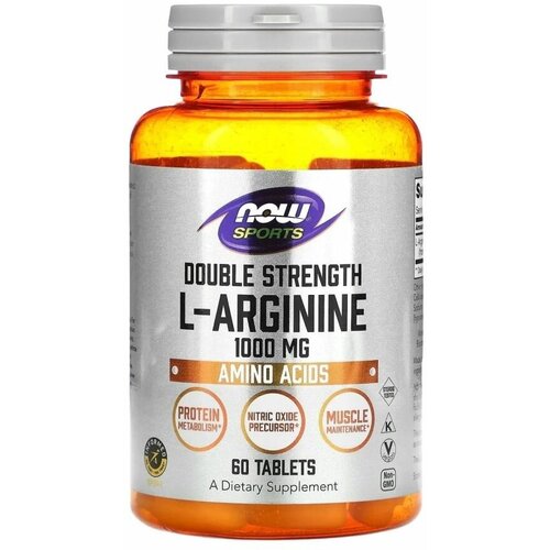 L-аргинин двойной силы Нау Фудс L-Arginine Now Foods sports 1000 мг 60 таблеток