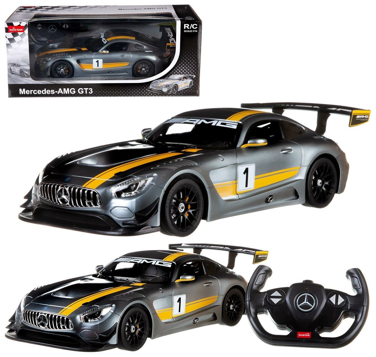 Машина р у 1:14 Mercedes AMG GT3 цвет серый 2.4G 74100G