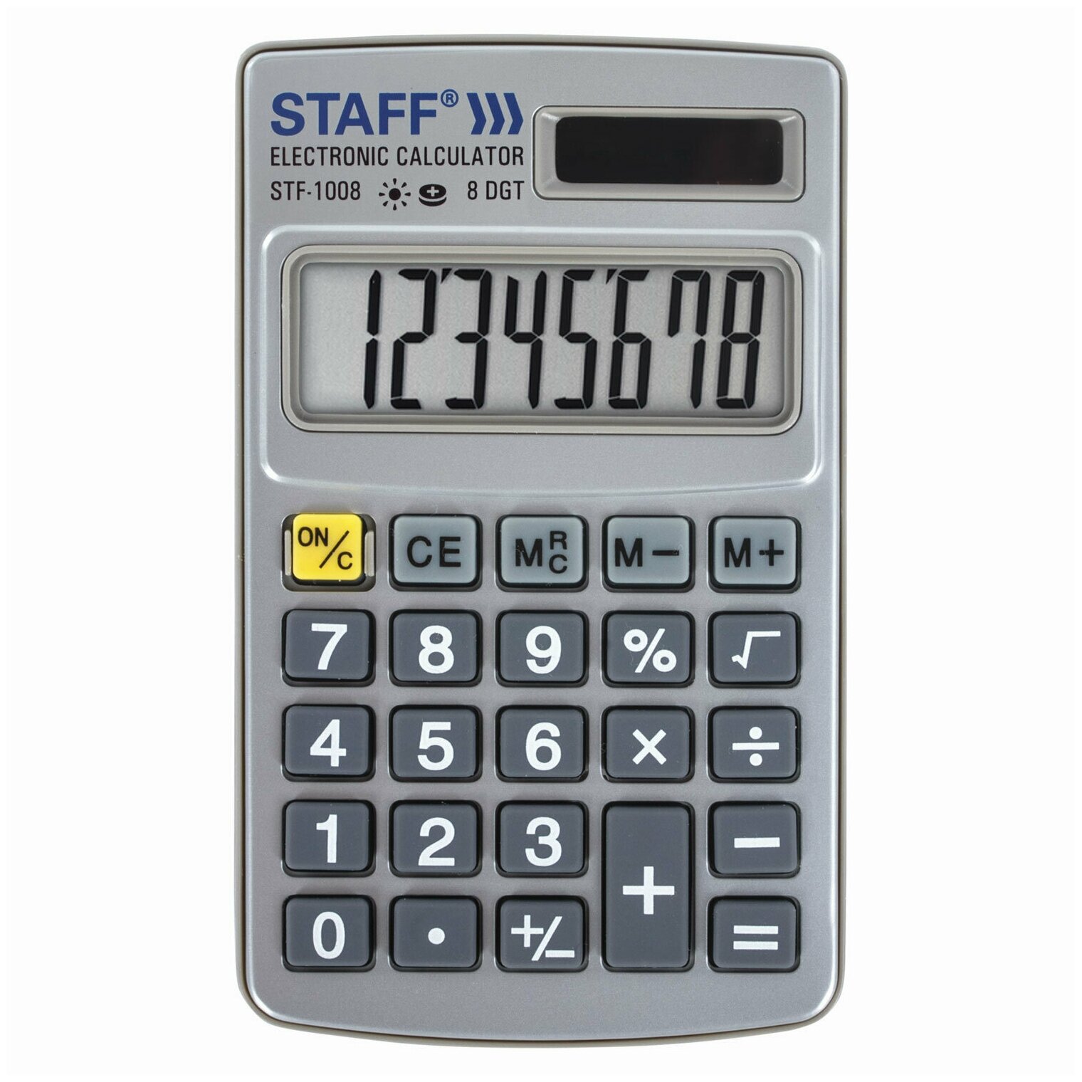 Комплект 2 шт, Калькулятор карманный металлический STAFF STF-1008 (103х62 мм), 8 разрядов, двойное питание, 250115