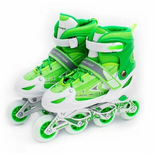 фото Раздвижные ролики с светящимися колесами - размер m (34-37), зеленые babystyle