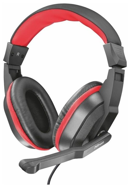 Наушники Trust Gaming Headset Ziva, Stereo, 2x mini jack 3.5mm, Сlosed-back, Black-Red