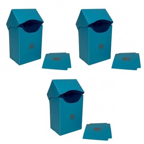 Три пластиковые коробочки Blackfire вертикальные - Светло-синие (на 80+ карт)