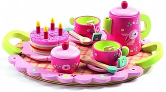 Набор продуктов с посудой DJECO Чайная вечеринка Лили 06639 разноцветный