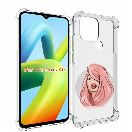 Чехол MyPads лицо-девушки-с-розовыми-волосами женский для Xiaomi Redmi A1 Plus + задняя-панель-накладка-бампер