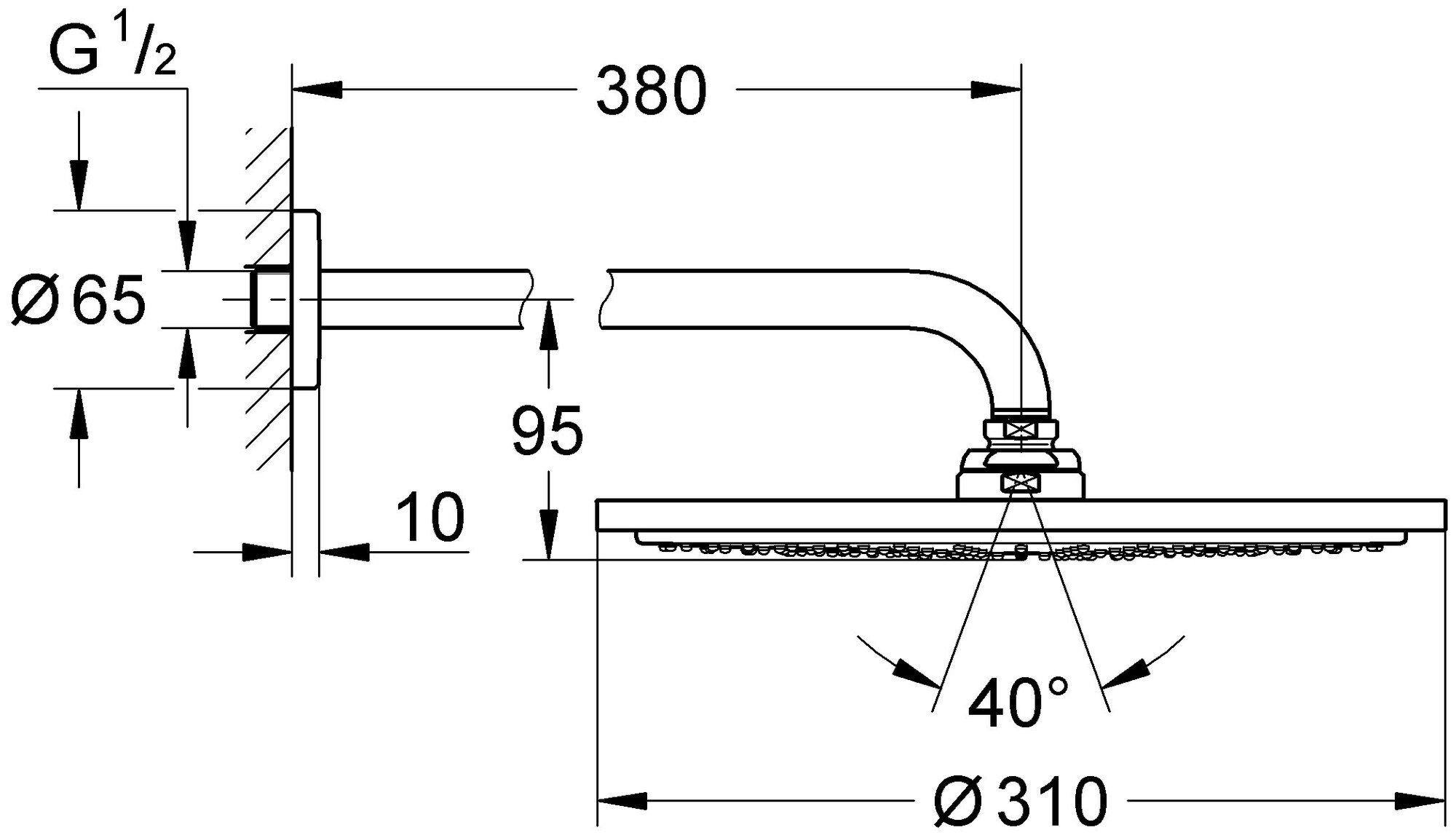 Верхний душ Grohe Rainshower Cosmopolitan 310 26066AL0 - фото №2