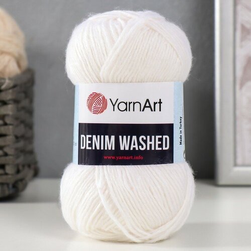 пряжа для вязания ярнарт деним вошед yarnart denim washed цвет 924 зеленый 50 г 130 м 80% хлопок 20 % акрил 5 мотков Пряжа YarnArt Denim Washed 30% акрил, 70% хлопок 130 м, 1 шт, 50 г, 900 белый (9554816)