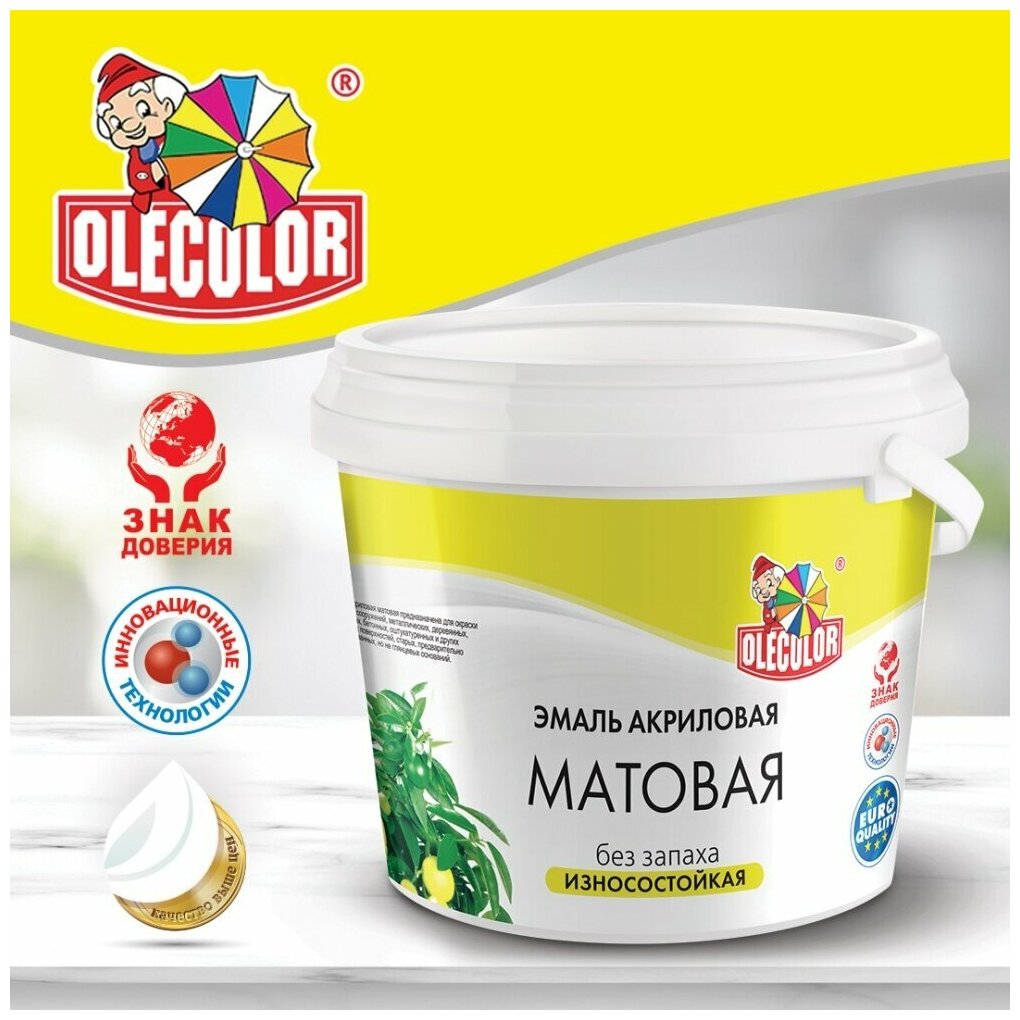 Эмаль акриловая матовая белый OLECOLOR 1 кг