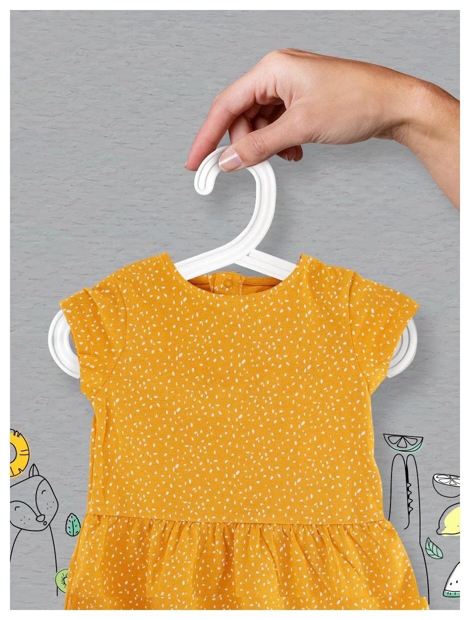 Набор вешалок для детской одежды цветных плоских, 32 см, 10 шт, белый цвет - фотография № 5