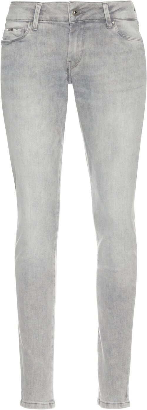 Джинсы зауженные  Pepe Jeans, прилегающие, заниженная посадка, стрейч, размер 28, серый