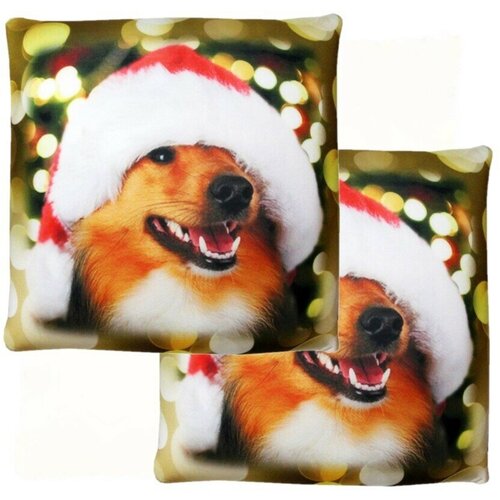 Набор подушек-антистресс для подарка и интерьера Новогодние псы (2шт), 095897*2