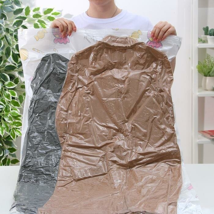 Вакуумный пакет для хранения одежды "Ассорти", 70x100 см, рисунок микс - фотография № 5