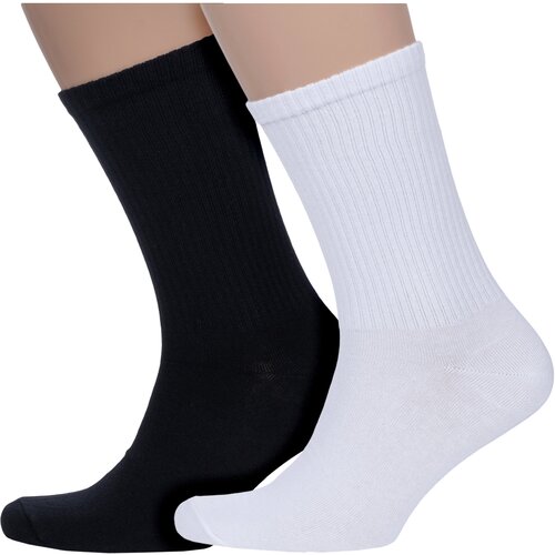 Носки PARA socks, 2 пары, размер 27-29, белый, черный