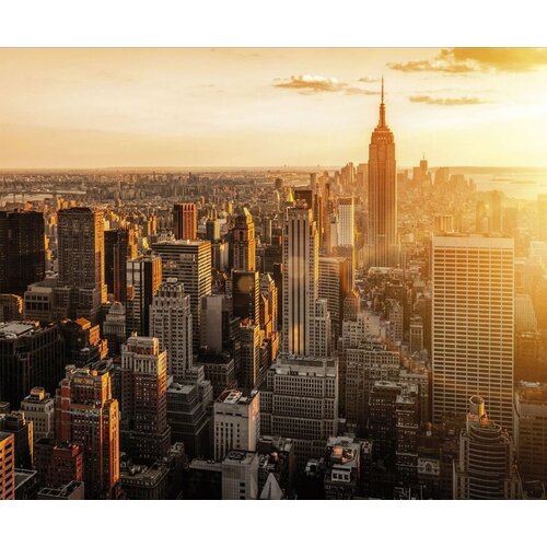 Моющиеся виниловые фотообои Нью-Йорк закат, 350х290 см