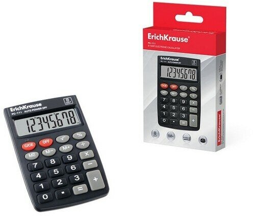 Калькулятор карманный 8-разрядов ErichKrause® PC-111 (в коробке по 1 шт.)