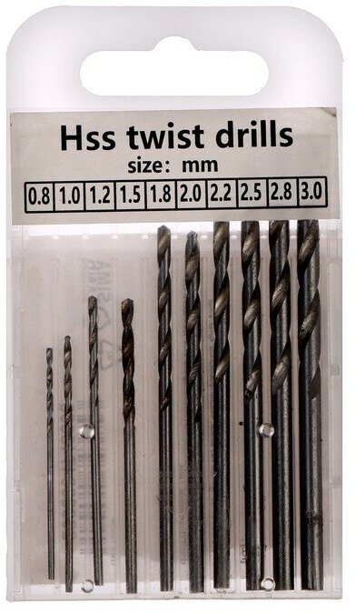 фото Свёрла для ручной мини-дрели, набор 10 шт, размер от 0,8 до 3 мм