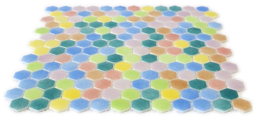 Мозаика Natural STP-MIX001-HEX из глянцевого стекла размер 29х29 см чип 25 Hexagon мм толщ. 5 мм площадь 0.084 м2 на сетке