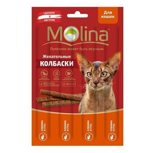Молина (Molina) 1шт х 20г жевательные колбаски для кошек оленина и гусь