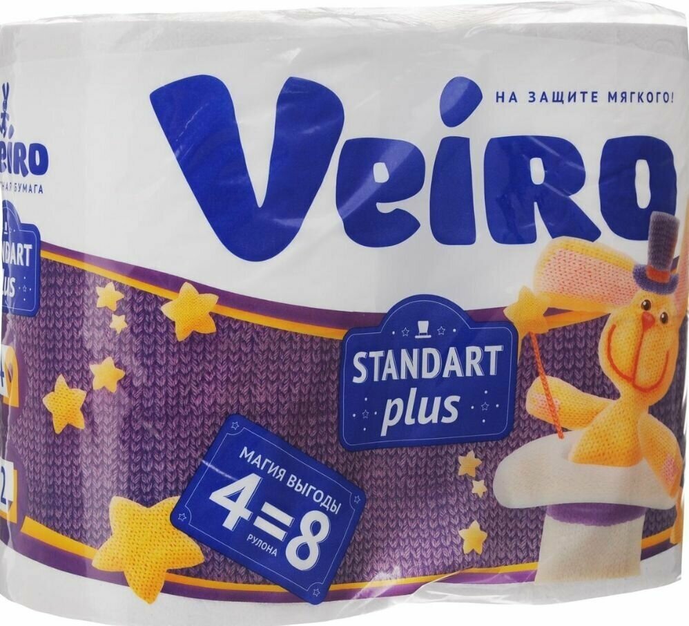 Туалетная бумага Veiro Standart Plus белая двухслойная 4 рул. 140 лист., белый, без запаха Linia Veiro - фото №7