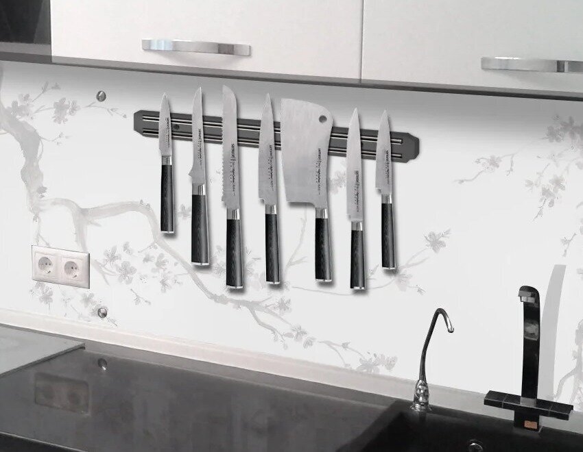 фото Держатель для ножей магнитный, 38 см, черный