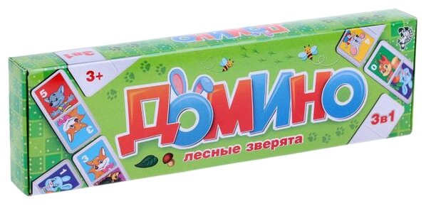 Настольная игра Zabiaka Домино Лесные зверята 3 в 1