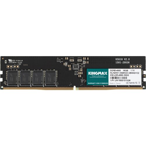 Память DDR5 16Gb 4800MHz Kingmax KM-LD5-4800-16GS RTL PC5-38400 CL40 DIMM 288-pin 1.1В single rank оперативная память для ноутбука 16gb 1x16gb pc5 38400 4800mhz ddr5 so dimm cl40 kingston branded kcp548ss8 16