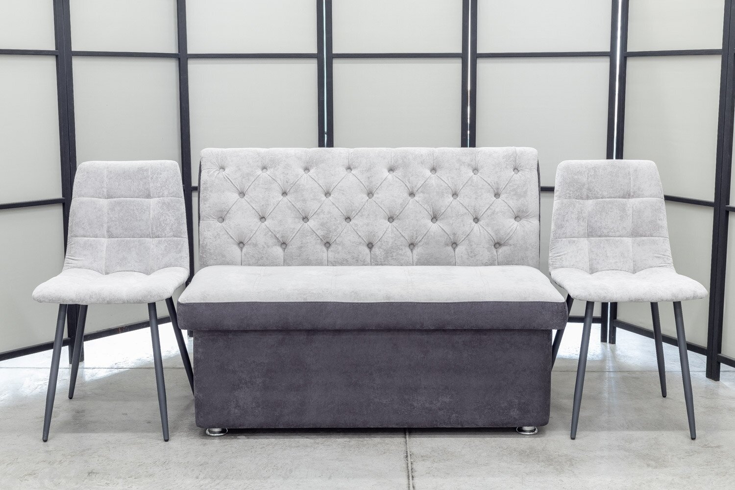 Кухонный диван Монро со стульями (2 шт.), 120х65 см, обивка моющаяся, антивандальная, антикоготь