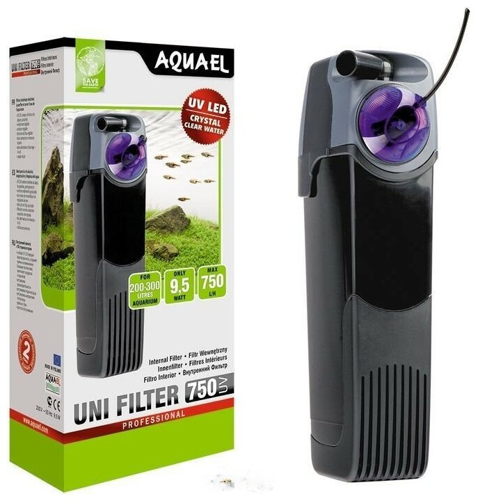 Фильтр внутренний AQUAEL UNI FILTER UV 750 для аквариума 200 - 300 л (750 л/ч, 8.5 Вт) со стерилизатором - фотография № 13