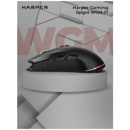 Беспроводная мышь HARPER Gaming WGM-01, черный мышь вертикальная игровая harper gaming barrett wgm 07 беспроводная черный rgb