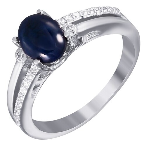 фото Element47 кольцо из серебра 925 пробы с сапфирами звездчатыми и кубическим цирконием sm-027_ko_sz_001_wg, размер 16